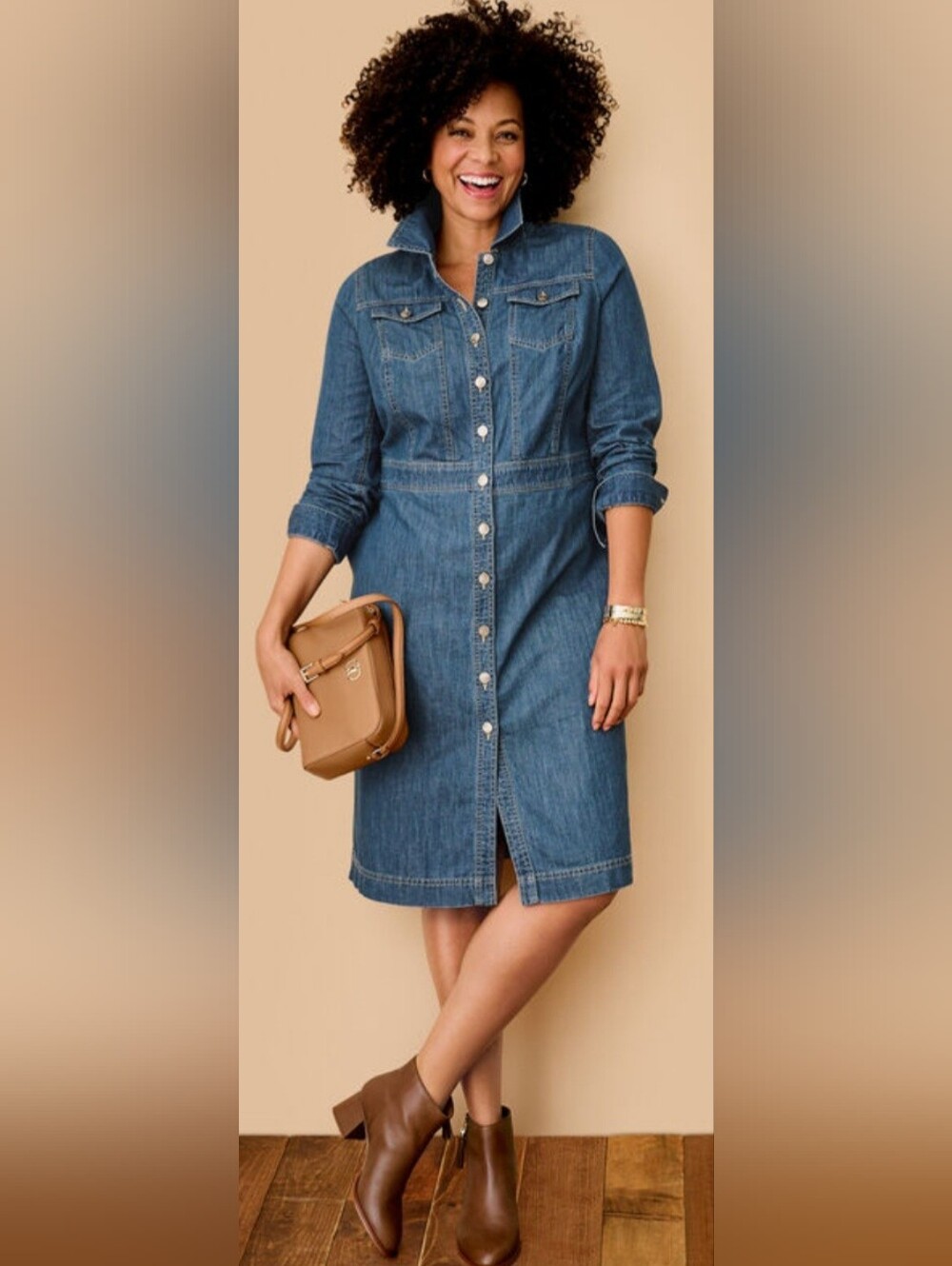 Talbots Blue Denim Button-Front Midi Shirt Dress NWOT XL